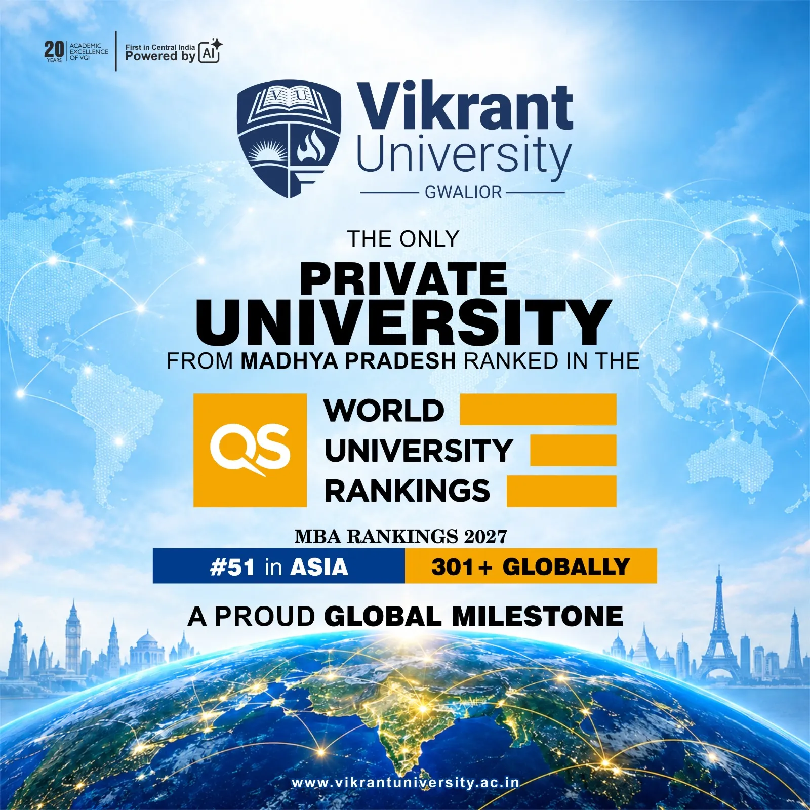 Vikrant University achieves Global Recognition in QS MBA Rankings 2027.