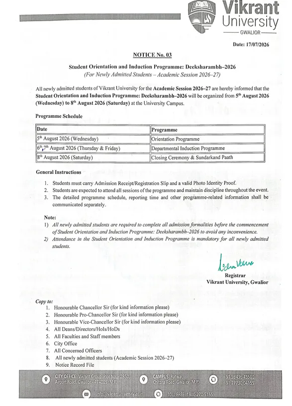 Student Orientation & Induction Programme.