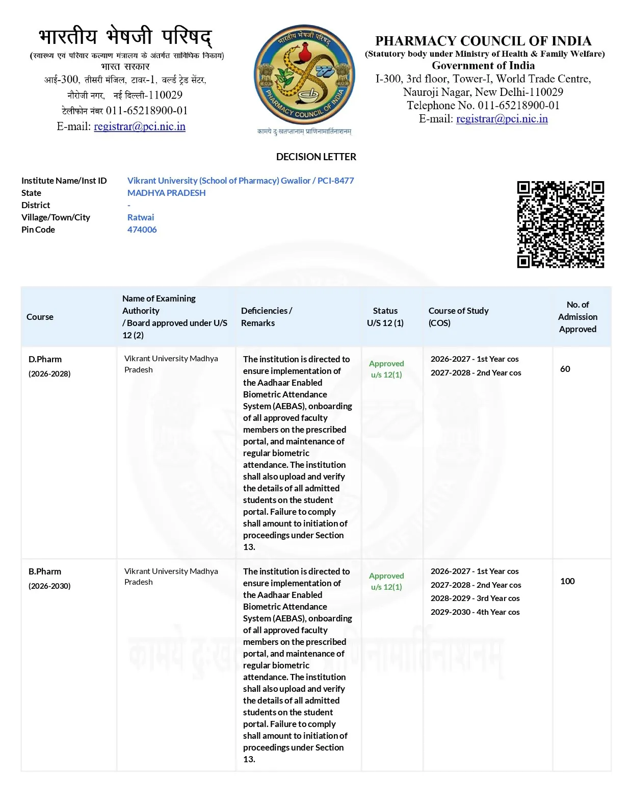 PCI Approval 2026-2027