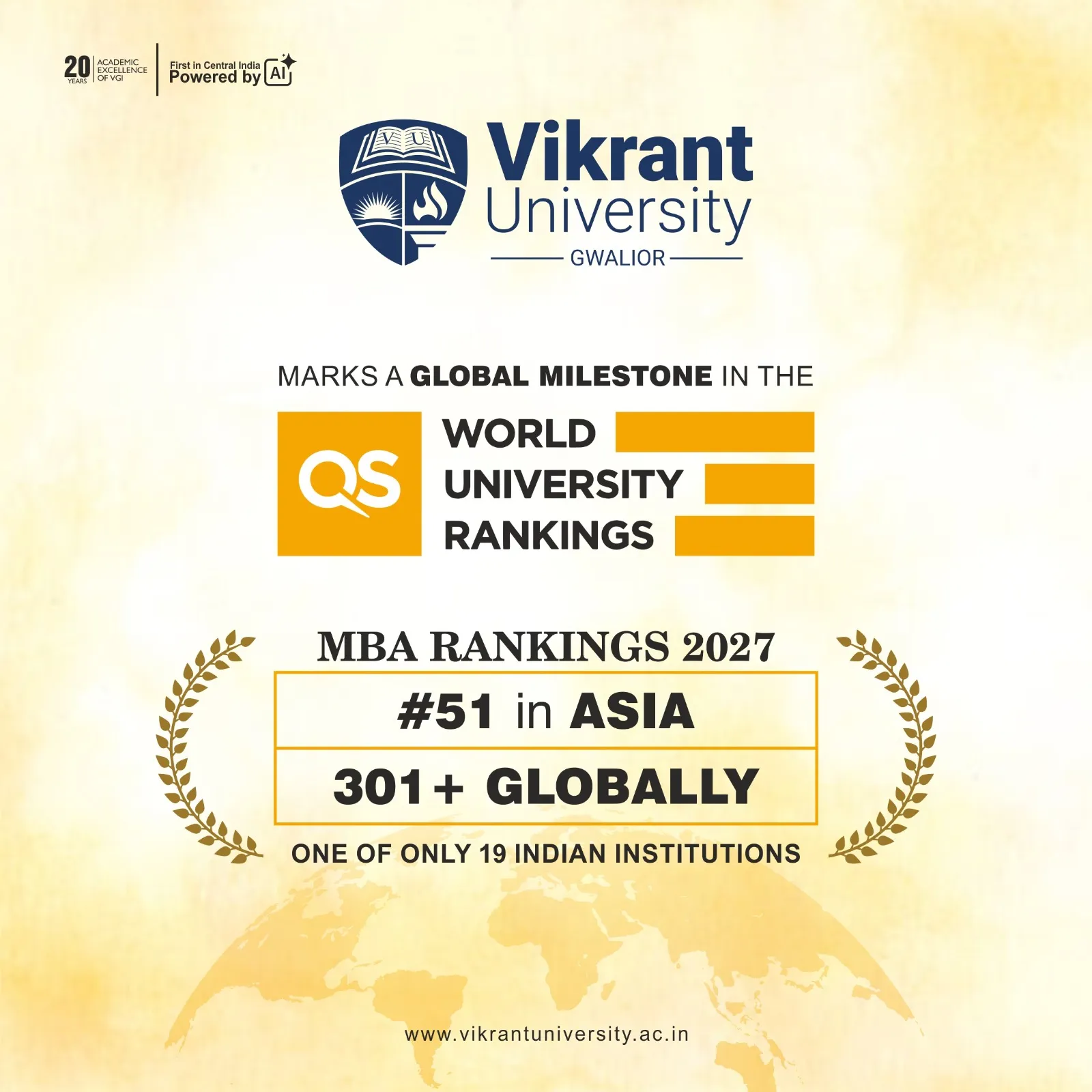 Education World higher education rankings certificate for Vikrant University