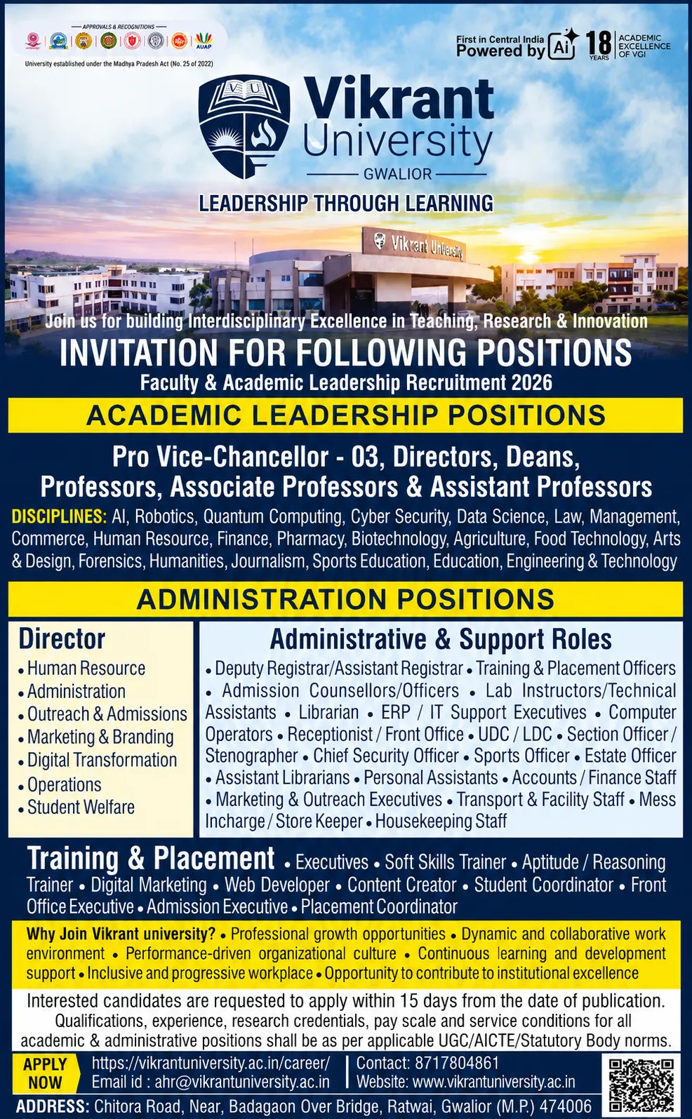 Vikrant University Careers