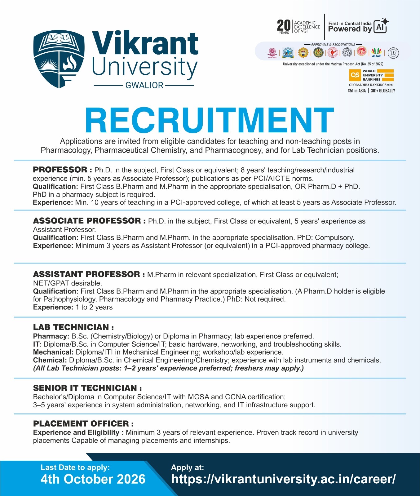 Vikrant University Careers