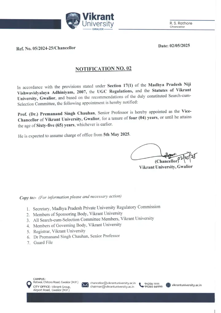 VC appointment notification