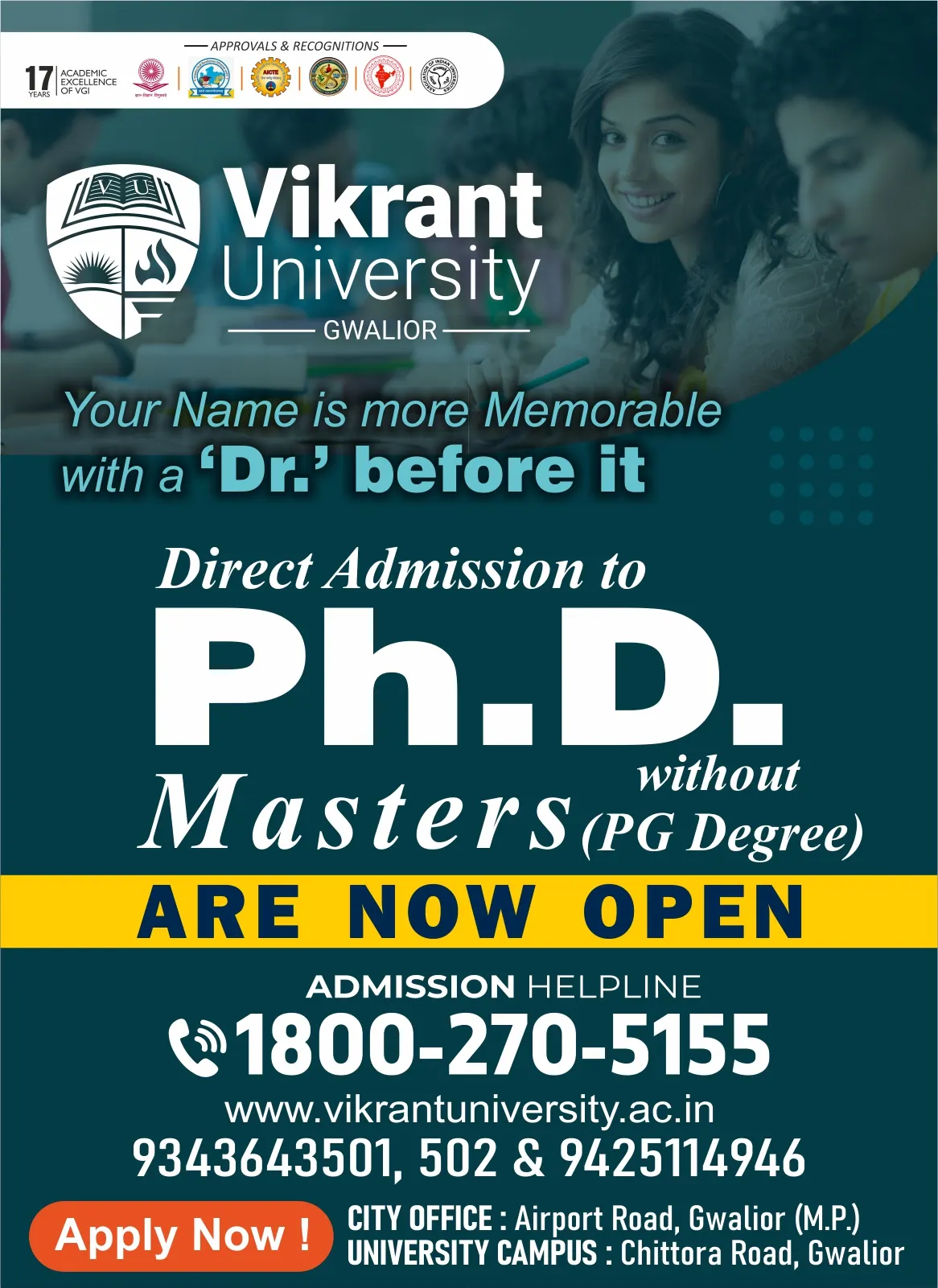 Ph.D without masters vu